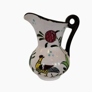 Vintage Italian Pottery Creamer with Hand Painted Rooster design